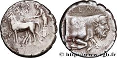 Greek Coins SICILY - GELA Type : Tétradrachme  Date : c. 425-420 AC.  Mint name / Town : Géla, Sicile  Metal : silver  Diameter : 27  mm Orientation dies : 8  h. Weight : 16,96  g. Rarity : R2  Obvers