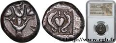 Greek Coins CYRENAICA - CYRENE Type : Tétradrachme  Date : c. 485-475 AC.  Mint name / Town : Cyrène, Cyrénaïque  Metal : silver  Diameter : 23  mm Orientation dies : 3  h. Weight : 16,91  g. Rarity :