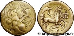 Celtic coins GALLIA - BAÏOCASSES (Area of Bayeux) Type : Quart de statère d’or pâle, au sanglier enseigne  Date : Ier siècle avant J.-C.  Mint name / Town : Bayeux (14)  Metal : gold  Diameter : 13  m