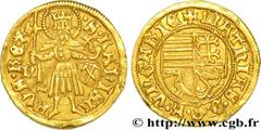 HONGRIE - ROYAUME DE HONGRIE - MATTHIAS CORVIN Ducat d’or R1 gold (21mm, 3,54g, 3h) Obverse : + MAThIAS. D. G. R. VnGARIE Écu écartelé Reverse : .S. LADISL-AVS. REX Saint Ladislas debout, couronné et 