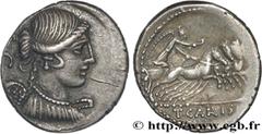 Roman coins CARISIA Type : Denier  Date : 46 AC.  Mint name / Town : Rome  Metal : silver  Millesimal fineness : 950  ‰ Diameter : 18,5  mm Orientation dies : 6  h. Weight : 3,57  g. Rarity : R1  Obve
