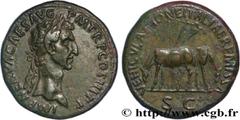 Roman coins NERVA Type : Sesterce  Date : 97  Mint name / Town : Rome  Metal : copper  Diameter : 34,5  mm Orientation dies : 6  h. Weight : 26,39  g. Rarity : R2  Obverse legend : IMP NERVA CAES AVG 