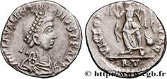 Roman coins VALENTINIAN III Type : Demi-silique  Date : c. 430  Mint name / Town : Ravenne  Metal : silver  Diameter : 12,5  mm Orientation dies : 6  h. Weight : 0,98  g. Rarity : R3  Obverse legend :