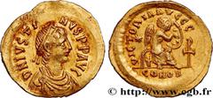 Byzantine coins JUSTIN I Type : Semissis  Date : 527-565  Mint name / Town : Constantinople  Metal : gold  Millesimal fineness : 1000  ‰ Diameter : 17,5  mm Orientation dies : 6  h. Weight : 2,24  g. 