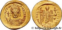 Byzantine coins JUSTINIAN I Type : Solidus  Date : 542-565  Mint name / Town : Constantinople  Metal : gold  Millesimal fineness : 1000  ‰ Diameter : 20  mm Orientation dies : 6  h. Weight : 4,46  g. 