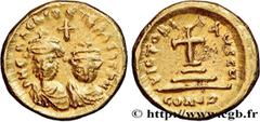 Byzantine coins HERACLIUS and HERACLIUS CONSTANTINE Type : Solidus  Date : indiction 8  Date : 614-615  Mint name / Town : Carthage  Metal : gold  Millesimal fineness : 1000  ‰ Diameter : 13,5  mm Ori