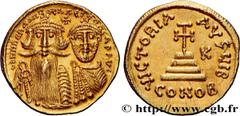 Byzantine coins HERACLIUS and HERACLIUS CONSTANTINE Type : Solidus  Date : 636-637  Mint name / Town : Constantinople  Metal : gold  Millesimal fineness : 1.000  ‰ Diameter : 20  mm Orientation dies :