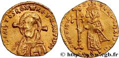 Byzantine coins JUSTINIAN II Type : Tremissis  Date : 692-695  Mint name / Town : Constantinople  Metal : gold  Millesimal fineness : 1000  ‰ Diameter : 14  mm Orientation dies : 7  h. Weight : 1,39  