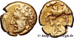 Celtic coins GALLIA - ARVERNI (Area of Clermont-Ferrand) Type : Statère d’or au triskèle, type ATAVI  Date : c. 60 AC.  Metal : gold  Diameter : 17  mm Orientation dies : 9  h. Weight : 7,32  g. Rarit