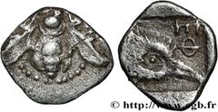 Greek Coins IONIA - EPHESUS Type : Tetartemorion  Date : c. 480-450  Mint name / Town : Éphèse, Ionie  Metal : silver  Diameter : 7  mm Orientation dies : 3  h. Weight : 0,21  g. Rarity : R2  Obverse 