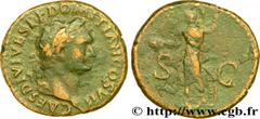 DOMITIANUS As, (GB, Æ 26) Caesar under Titus 80 Rome R2 bronze (25,5mm, 10,30g, 6h) Obverse : CAESAR DIVI VESP F DOMITIAN COS VII Tête laurée de Domitien à droite (O*) Reverse : Anépigraphe/ S|C Palla