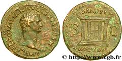 DOMITIANUS As, (MB, Æ 30) Augustus 85 Rome R1 copper (29,5mm, 10,53g, 6h) Obverse : IMP CAES DOMITIAN - AVG GERM COS XI Tête laurée de Domitien à droite avec l'égide (O*4) Reverse : SALVTI - AVGVSTI//