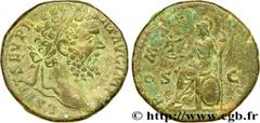SEPTIMIUS SEVERUS Sesterce, (GB, Æ 28) 195 Rome R1 copper (28mm, 22,23g, 6h) Obverse : L SEPT SEV PE-RT AVG IMP V Tête laurée de Septime Sévère à droite (O*) Reverse : ROMAE - [AETERNAE]/ S|C Rome ass