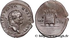 Roman coins VESPASIAN Type : Denier  Date : juillet 77 - décembre 78  Date : 77-78  Mint name / Town : Rome  Metal : silver  Millesimal fineness : 900  ‰ Diameter : 19,5  mm Orientation dies : 6  h. W
