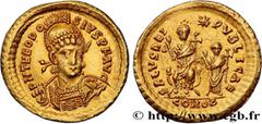 Roman coins THEODOSIUS II Type : Solidus  Date : c. 425-429  Mint name / Town : Constantinople  Metal : gold  Diameter : 21  mm Orientation dies : 6  h. Weight : 4,45  g. Rarity : R1  Officine : 6e  O