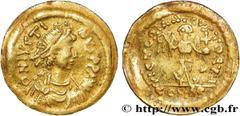 Byzantine coins JUSTIN I Type : Tremissis  Date : 518-526  Mint name / Town : Constantinople  Metal : gold  Millesimal fineness : 1000  ‰ Diameter : 14,5  mm Orientation dies : 6  h. Weight : 1,26  g.