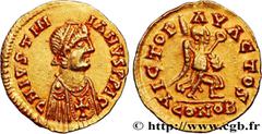 Merovingian Coinage VISIGOTHIC KINGDOM - AQUITAINE Type : Triens à la victoire à droite  Date : VIe siècle  Date : s.m.  Metal : gold  Diameter : 14  mm Orientation dies : 6  h. Weight : 1,47  g. Rari