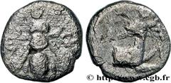 Greek Coins IONIA - EPHESUS Type : Obole  Date : c. 390-380 AC.  Mint name / Town : Éphèse, Ionie  Metal : silver  Diameter : 9  mm Orientation dies : 12  h. Weight : 0,71  g. Rarity : R1  Obverse leg