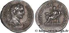 Roman coins CARACALLA Type : Denier  Date : 209  Mint name / Town : Rome  Metal : silver  Millesimal fineness : 550  ‰ Diameter : 18,5  mm Orientation dies : 6  h. Weight : 3,31  g. Officine : 3e  Obv