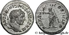 Roman coins CARACALLA Type : Denier  Date : 215  Mint name / Town : Rome  Metal : silver  Millesimal fineness : 500  ‰ Diameter : 19  mm Orientation dies : 7  h. Weight : 2,69  g. Rarity : R1  Officin