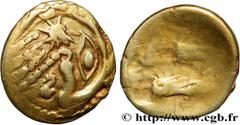 Celtic coins GALLIA BELGICA - BELLOVACI (Area of Beauvais) Type : Quart de statère d'or à l'astre, cheval à droite  Date : c. 80-50 AC.  Mint name / Town : Beauvais (60)  Metal : gold  Diameter : 12,5
