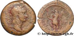 Provincial Coins TRAJANUS Type : Drachme  Date : an 13  Mint name / Town : Alexandrie, Égypte  Metal : copper  Diameter : 35,5  mm Orientation dies : 12  h. Weight : 23,62  g. Rarity : R3  Obverse des
