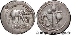 Roman coins JULIUS CAESAR Type : Denier  Date : 49 AC.  Mint name / Town : Gaule ou Italie  Metal : silver  Millesimal fineness : 950  ‰ Diameter : 20  mm Orientation dies : 1  h. Weight : 3,87  g. Ra