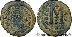 Byzantine coins JUSTINIAN I Type : Follis  Date : an 16  Mint name / Town : Constantinople  Metal : copper  Diameter : 35  mm Orientation dies : 7  h. Weight : 20,83  g. Rarity : R1  Officine : 2e  Ob