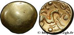 Celtic coins AMBIANI (Area of Amiens) Type : Statère d'or uniface, revers au globule perlé  Date : c. 60-50 AC.  Mint name / Town : Amiens (80)  Metal : gold  Diameter : 16  mm Weight : 5,81  g. Rarit