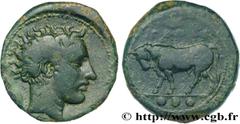 Greek Coins SICILY - GELA Type : Trias  Date : c. 420-405 AC.  Mint name / Town : Géla, Sicile  Metal : copper  Diameter : 18  mm Orientation dies : 12  h. Weight : 4,32  g. Rarity : R1  Obverse descr