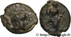 Greek Coins SICILY - UNCERTAIN Type : Onkia  Date : c. 340-330 AC.  Mint name / Town : Agrigente, Sicile  Metal : copper  Diameter : 17  mm Orientation dies : 9  h. Weight : 3,73  g. Rarity : R1  Obve