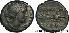 Greek Coins SICILY - SYRACUSE Type : Litra  Date : c. 295-289 AC.  Mint name / Town : Syracuse, Sicile  Metal : copper  Diameter : 22  mm Orientation dies : 6  h. Weight : 10,32  g. Rarity : R1  Obver