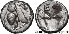 Greek Coins IONIA - EPHESUS Type : Diobole  Date : c. 390-330AC.  Mint name / Town : Éphèse, Ionie  Metal : silver  Diameter : 9,5  mm Orientation dies : 12  h. Weight : 0,94  g. Rarity : R1  Obverse 