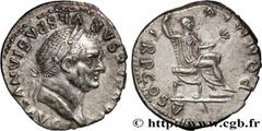 Roman coins VESPASIAN Type : Denier  Date : 74  Mint name / Town : Rome  Metal : silver  Millesimal fineness : 900  ‰ Diameter : 19  mm Orientation dies : 5  h. Weight : 3,19  g. Rarity : R1  Obverse 
