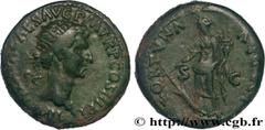Roman coins NERVA Type : Dupondius  Date : 96  Mint name / Town : Rome  Metal : copper  Diameter : 27,5  mm Orientation dies : 6  h. Weight : 14,68  g. Rarity : R1  Obverse legend : IMP NERVA CAES AVG