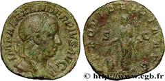 Roman coins SEVERUS ALEXANDER Type : Sesterce  Date : 234  Mint name / Town : Rome  Metal : copper  Diameter : 29  mm Orientation dies : 1  h. Weight : 18,78  g. Officine : 5e  Obverse legend : IMP AL