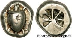 AIGINA Statère c. 480 AC. Égine R1 silver (20mm, 12,09g, 1h) Obverse : Anépigraphe Tortue marine vue de dessus Reverse : Anépigraphe Carré creux divisé en six compartiments Ref : GC.1849 Delepierre155