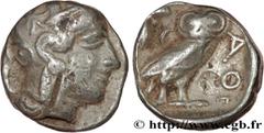 Greek Coins ATTICA - ATHENS Type : Tétradrachme  Date : c. 430 AC.  Mint name / Town : Athènes  Metal : silver  Diameter : 23  mm Orientation dies : 9  h. Weight : 17,30  g. Obverse legend : Anépigrap