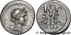 Roman coins JULIUS CAESAR Type : Denier  Date : 45 AC.  Mint name / Town : Espagne  Metal : silver  Millesimal fineness : 950  ‰ Diameter : 19  mm Orientation dies : 6  h. Weight : 3,83  g. Rarity : R