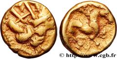 Celtic coins VENETI (Area of Vannes) Type : Quart de statère d’or au droit oblitéré  Date : IIe siècle avant J.-C.  Mint name / Town : Vannes (56)  Metal : gold  Diameter : 11  mm Orientation dies : 7
