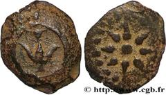 Greek Coins JUDAEA - HASMOAEAN KINGDOM - ALEXANDER JANNAEUS Type : Prutah  Date : c. 103-76  Mint name / Town : Judée, Jérusalem  Metal : copper  Diameter : 13,5  mm Weight : 1,22  g. Rarity : R2  Obv