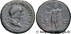 Roman coins VESPASIAN Type : Sesterce  Date : 71  Mint name / Town : Rome  Metal : copper  Diameter : 32,5  mm Orientation dies : 6  h. Weight : 23,47  g. Rarity : R1  Obverse legend : IMP CAES VESPAS