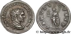 Roman coins CARACALLA Type : Antoninien  Date : 216  Mint name / Town : Rome  Metal : silver  Millesimal fineness : 500  ‰ Diameter : 23  mm Orientation dies : 12  h. Weight : 5,19  g. Rarity : R1  Of