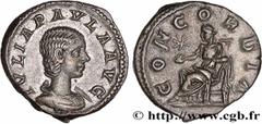 Roman coins JULIA PAULA Type : Denier  Date : 220  Mint name / Town : Rome  Metal : silver  Millesimal fineness : 500  ‰ Diameter : 18,5  mm Orientation dies : 12  h. Weight : 3,36  g. Rarity : R1  Ob