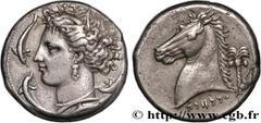 Greek Coins SICILY - SICULO-PUNIC - LILYBAION Type : Tétradrachme  Date : c. 340 AC.  Mint name / Town : Sicile, Machanat (Le Camp), Lilybée  Metal : silver  Diameter : 24,5  mm Orientation dies : 6  