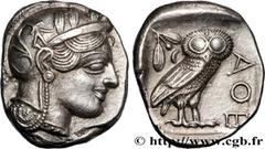 Greek Coins ATTICA - ATHENS Type : Tétradrachme  Date : c. 430 AC.  Mint name / Town : Athènes  Metal : silver  Diameter : 25,5  mm Orientation dies : 6  h. Weight : 17,13  g. Obverse legend : Anépigr