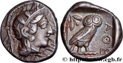 Greek Coins ATTICA - ATHENS Type : Drachme  Date : c. 430 AC.  Mint name / Town : Attique, Athènes  Metal : silver  Diameter : 15,5  mm Orientation dies : 9  h. Weight : 4,29  g. Rarity : R2  Obverse 