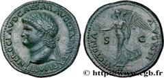 Roman coins NERO Type : Dupondius  Date : 65  Mint name / Town : Lyon  Metal : copper  Diameter : 29,5  mm Orientation dies : 6  h. Weight : 14,52  g. Rarity : R1  Obverse legend : NERO CLAVD CAESAR A