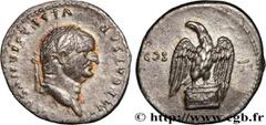 Roman coins VESPASIAN Type : Denier  Date : 76  Mint name / Town : Rome  Metal : silver  Millesimal fineness : 900  ‰ Diameter : 18  mm Orientation dies : 6  h. Weight : 3,32  g. Rarity : R1  Obverse 