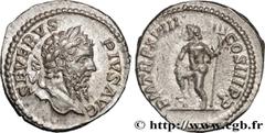 Roman coins SEPTIMIUS SEVERUS Type : Denier  Date : 210  Mint name / Town : Rome  Metal : silver  Millesimal fineness : 550  ‰ Diameter : 19  mm Orientation dies : 12  h. Weight : 3,61  g. Rarity : R1